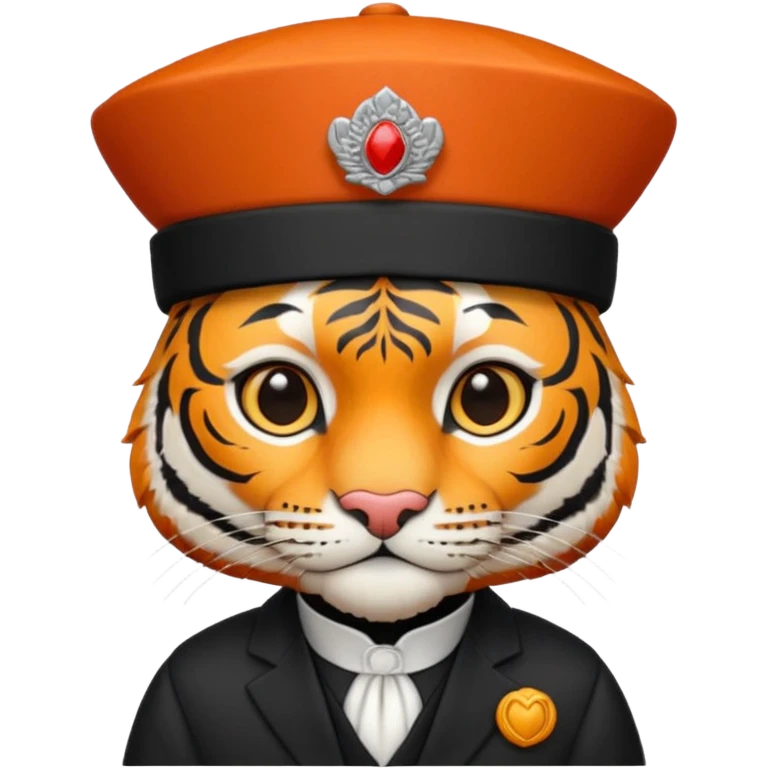 black suited tiger with fes hat emoji