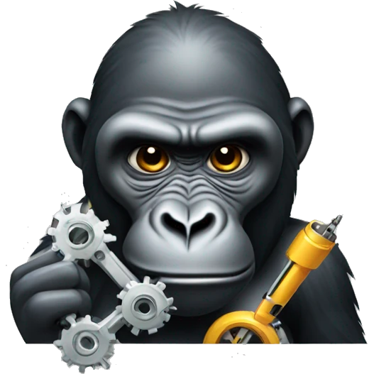 A gorilla holding a mechanical device emoji
