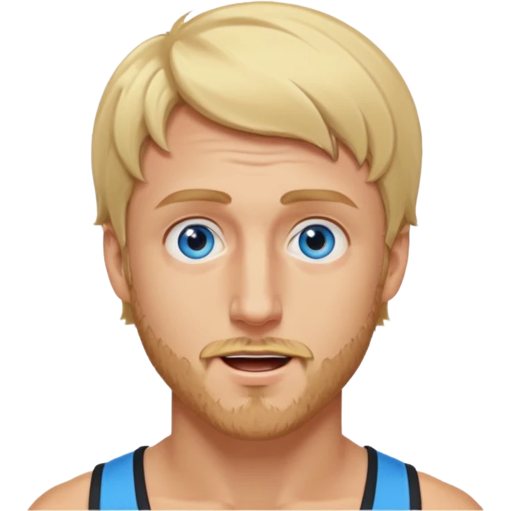 Genmoji style portrait of Logan Paul, blonde hair, blue eyes, short beard, energetic expression emoji