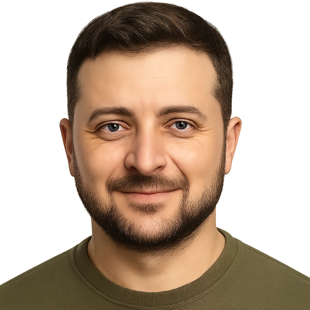 photorealistic emoji style portrait of Vladimir Zelensky with a friendly and approachable look emoji