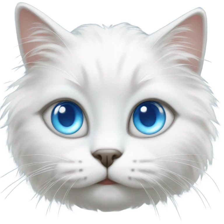 fluffy white cat with blue eyes emoji