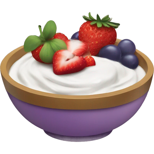 fruit yogurt bowl with strawberries and grapes emoji