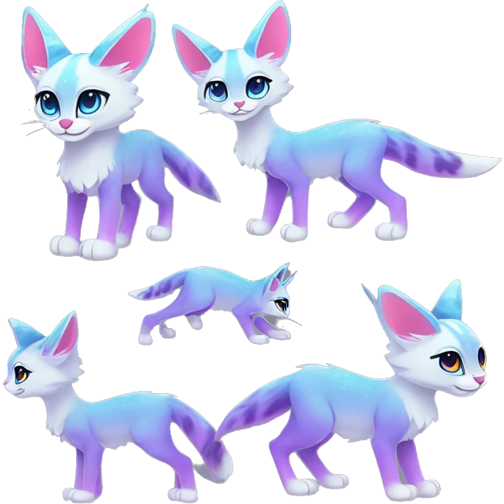 Cute Kawaii Epic Ethereal Sparkly Colorful Sergal-Serval-Caracal-Vernid full body emoji
