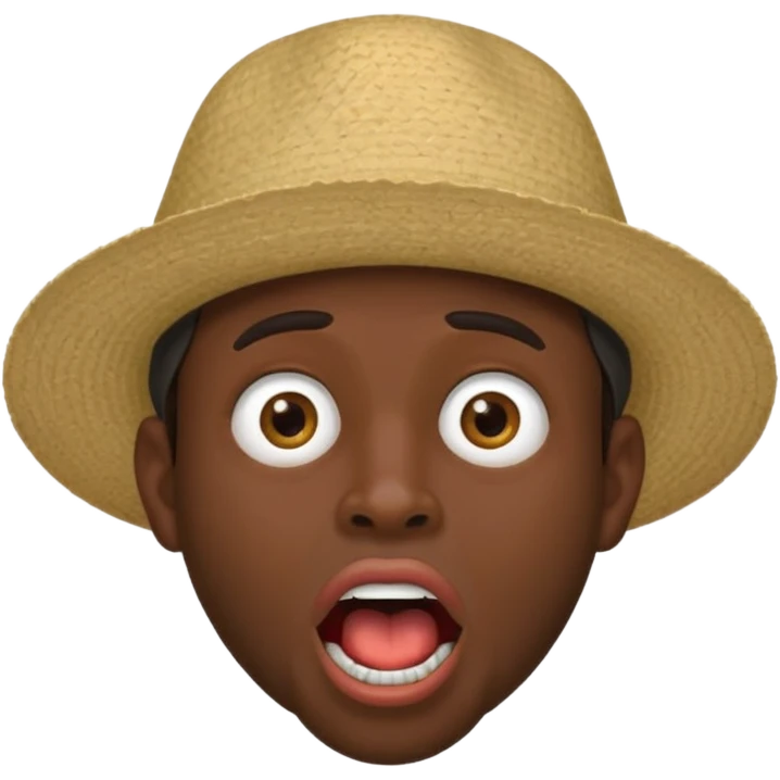 homme créole réunionnais  étonné  bouche ouverte avec chapeau emoji