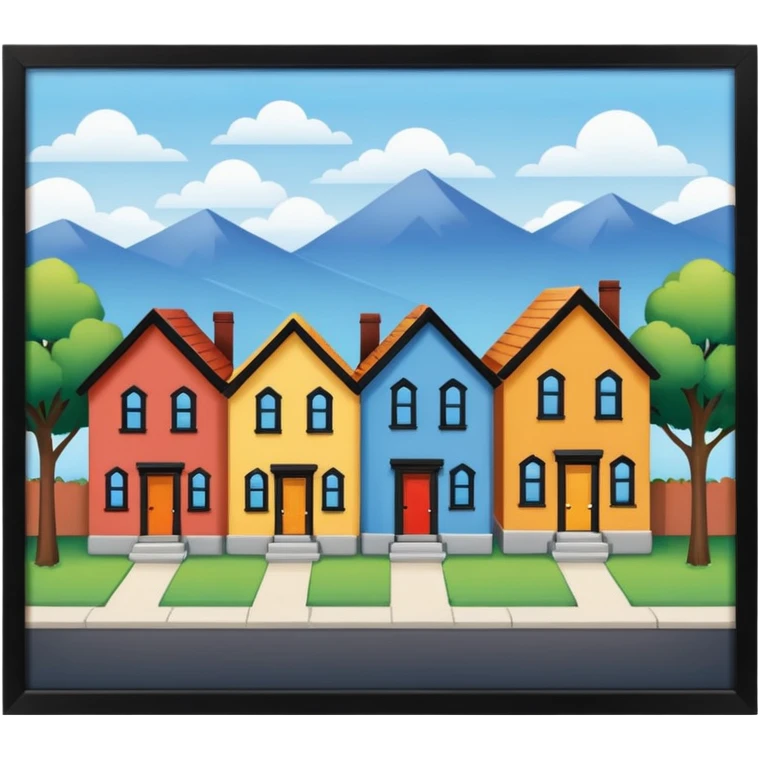 group of 3 houses representing neighborhood emoji