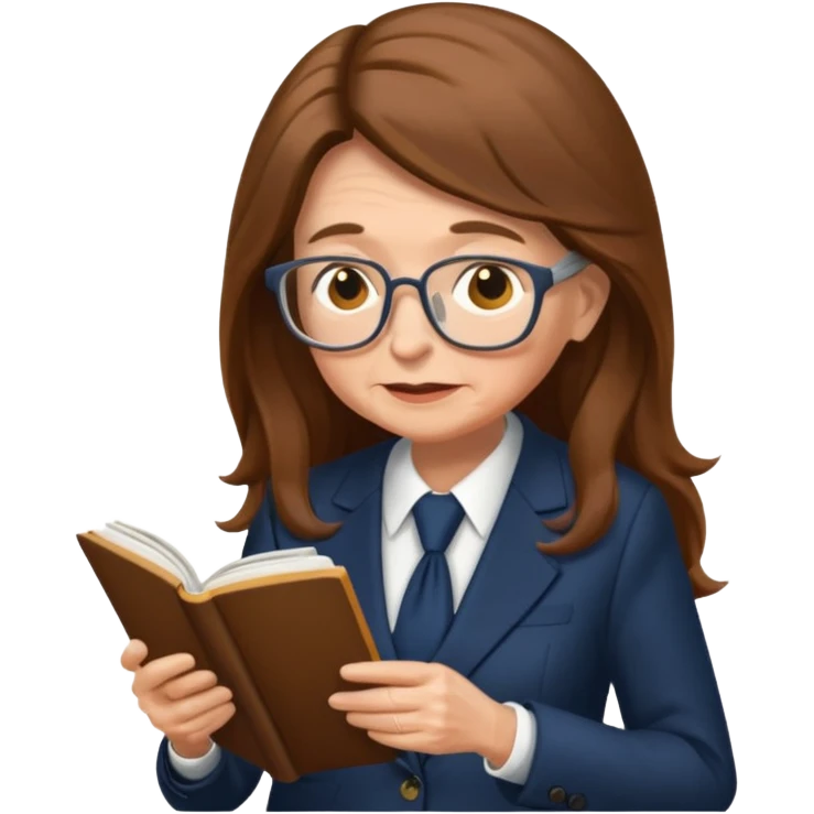 grandma reading in suit long hair emoji
