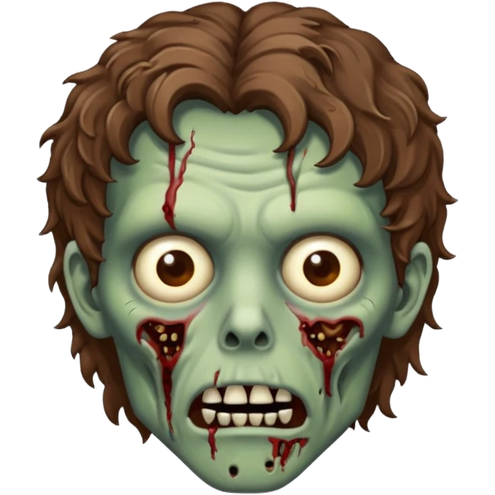 Zombie with lil bit curly medium brown hair emoji