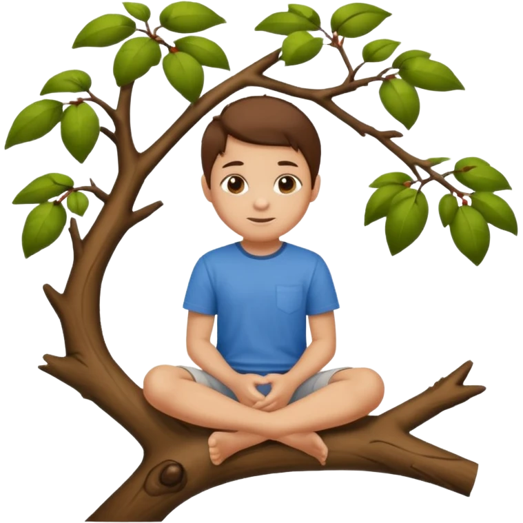 A Kid Sitting on a tree branch emoji