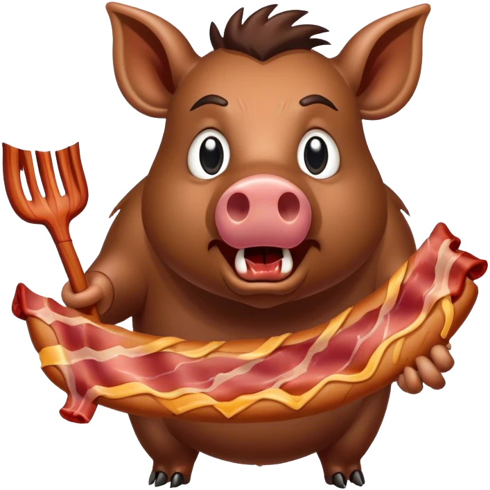 wild boar afraid of cooked bacon emoji