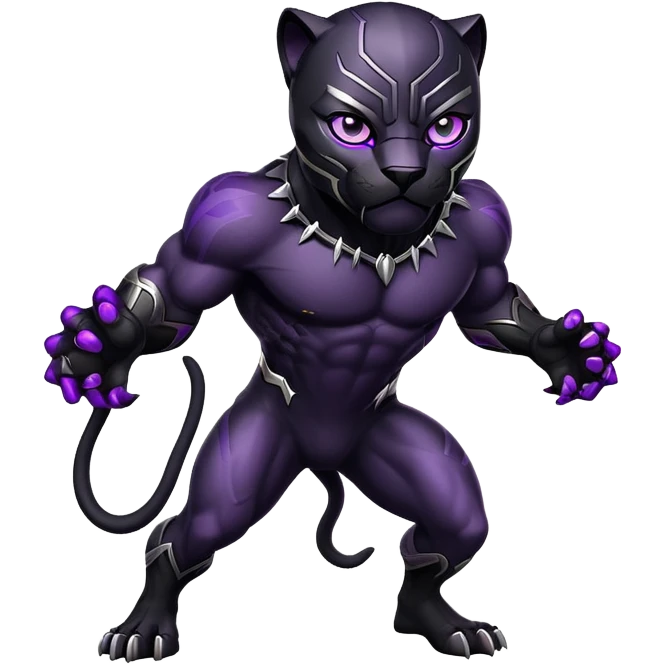 fierce black panther with vibrant purple eyes emoji