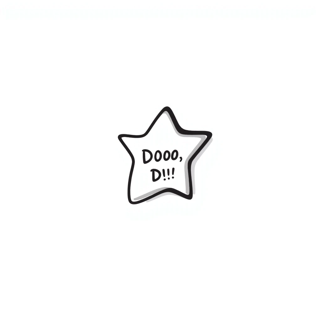 star-shaped sticky note with handwritten text emoji