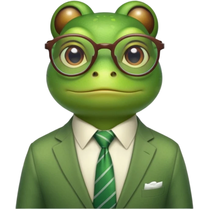 glasses frog with tie emoji