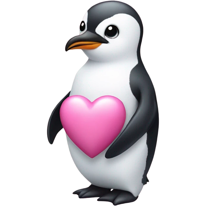 white penguin with pink heart emoji