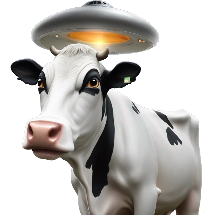 cow sucks in to an ufo emoji