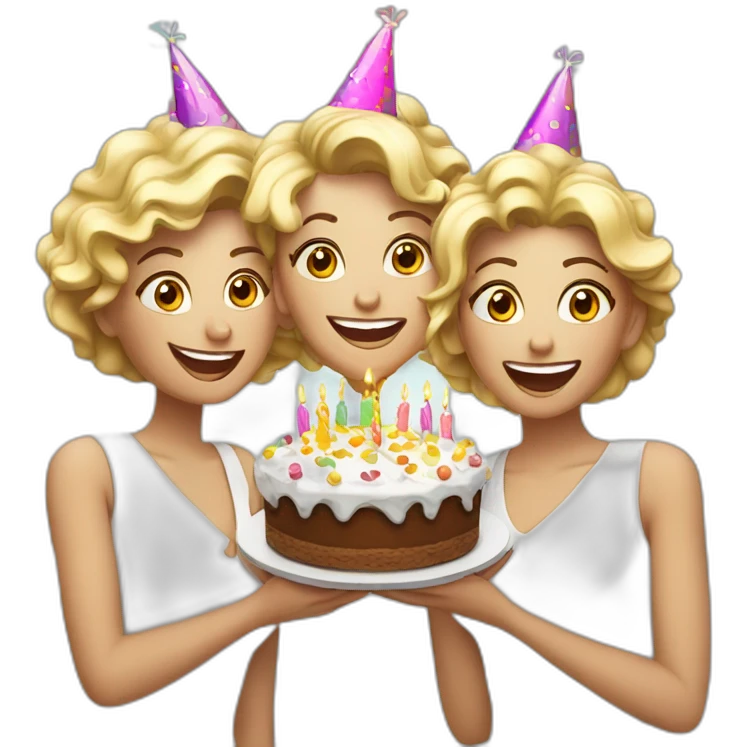 4 White ladies celebrating a birtday emoji
