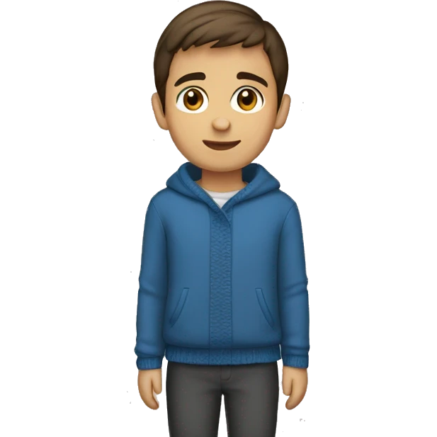 winter, christmas, hispanic, short brown hair, boy, brown eyes, child, full body, blue sweater emoji