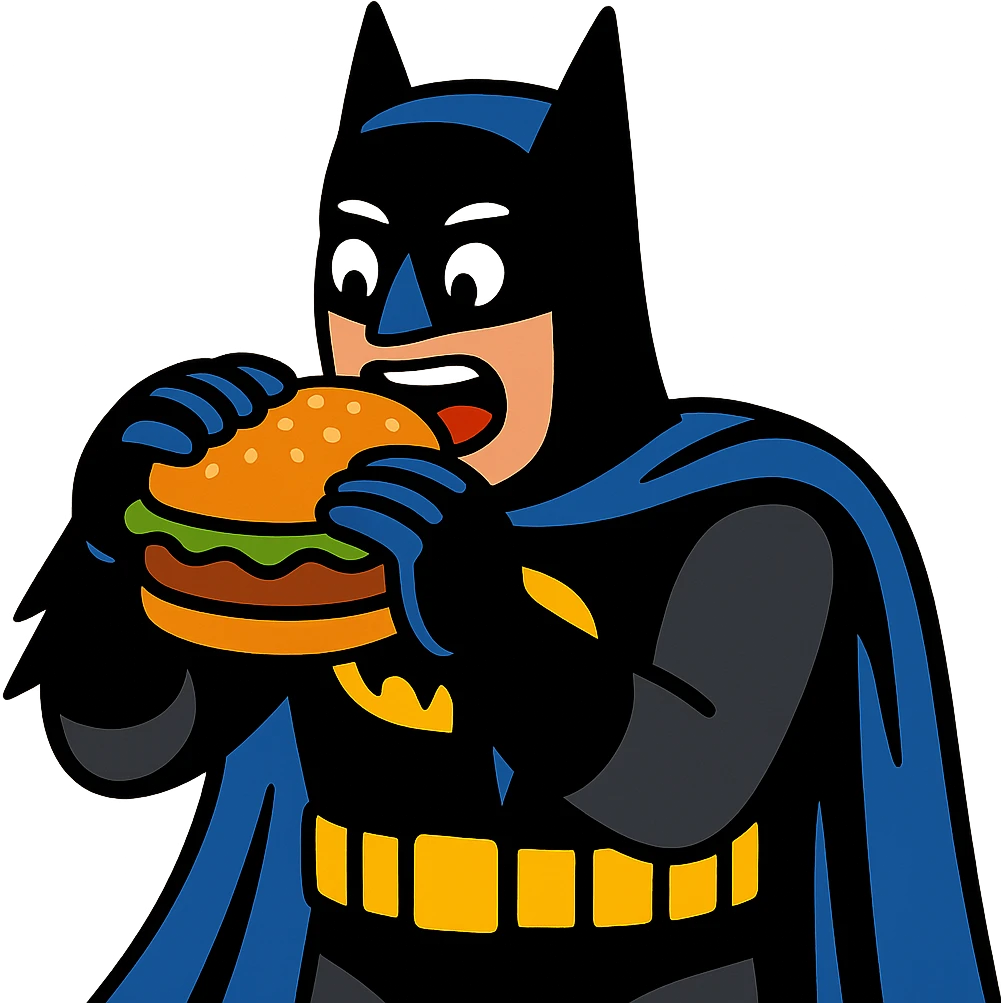 batman eating a burger emoji