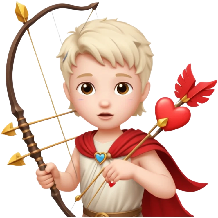Cupid with his magical bow and arrow shooting love hearts emoji
