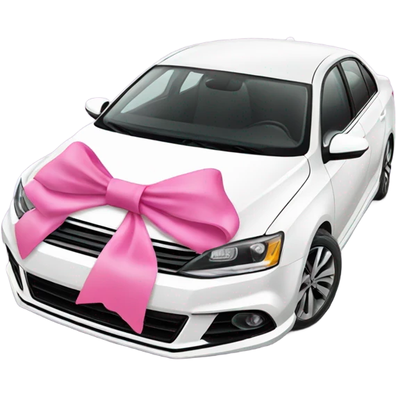 White Jetta GLI with a pink bow on top emoji