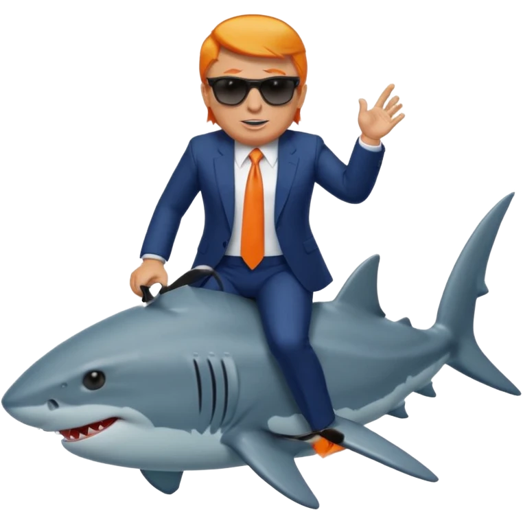 Trump riding a shark emoji