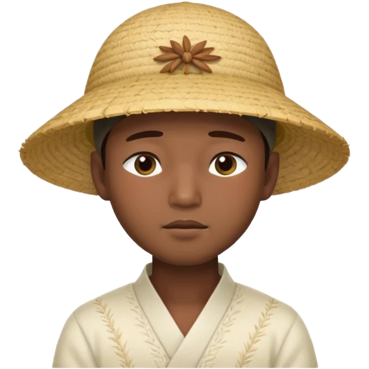 Asian guy with a rice hat, eyes more closed emoji