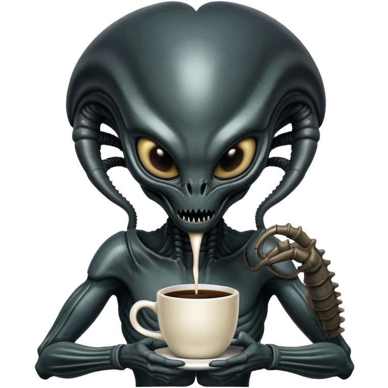 xenomorph alien drinking coffee emoji