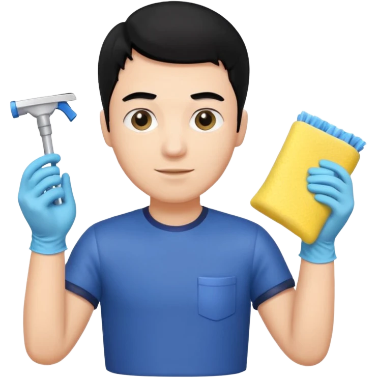 BLACK HAIR LIGHT SKIN MAN cleaning the toilet emoji
