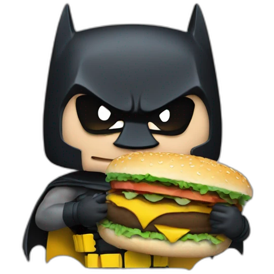 Batman eating hamburger emoji