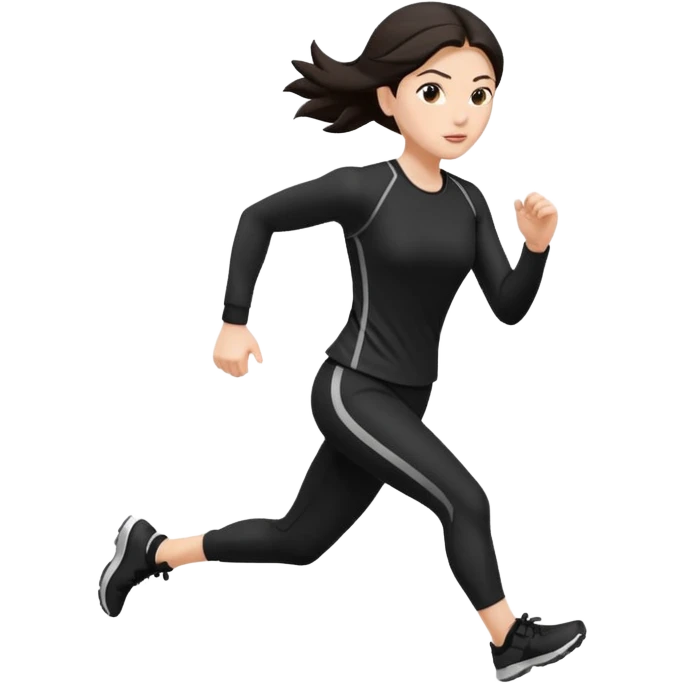 Head to toe Body woman from the front run’ing toward the screen White skin black/brown hair in black clothes emoji