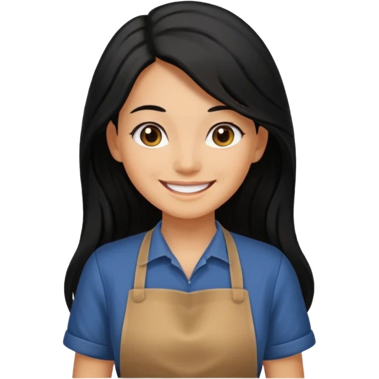 Hold. Women painting smilling tablier black hair emoji