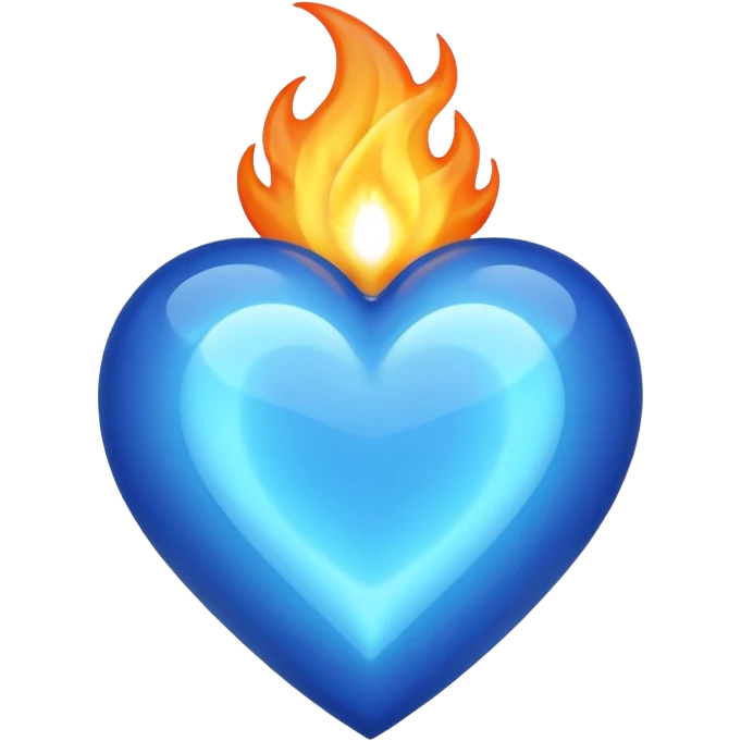 Blue heart with big BLUE flame NO RED OR ORANGE emoji