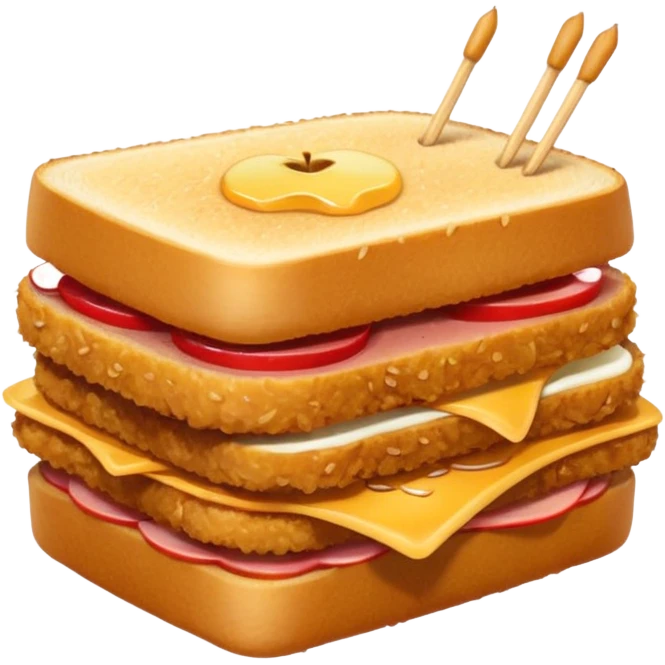 katsu sando with a toothpick, apple emoji style emoji