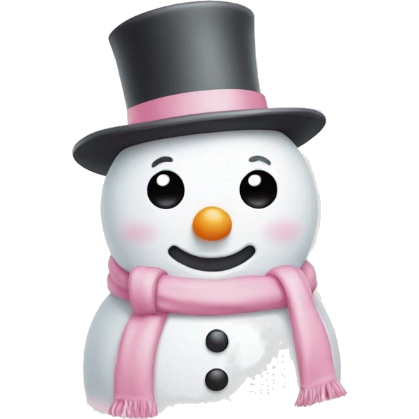 Cute white and light pink snowman emoji