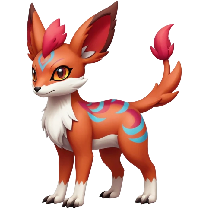 Falvie-Fionbri-fantasy-creature-Fakémon-Pokémon, full body, with markings emoji