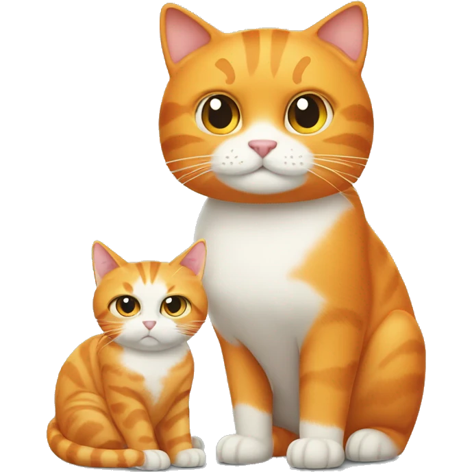 Big Orange cat and little withe cat emoji