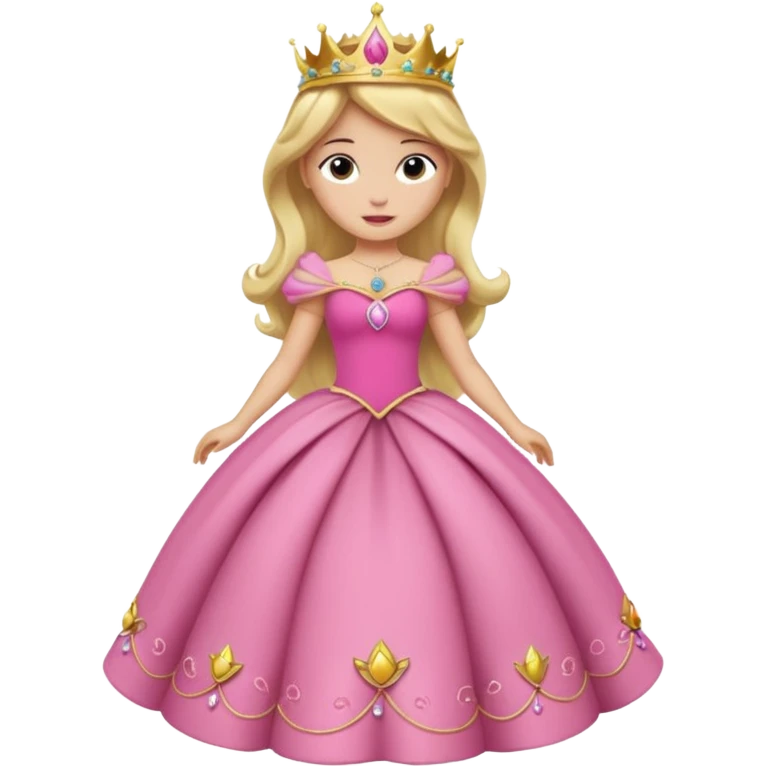 Princesa aurora Disney com vestido grande roda com uma tiara pequena e corpo inteiro, emoji