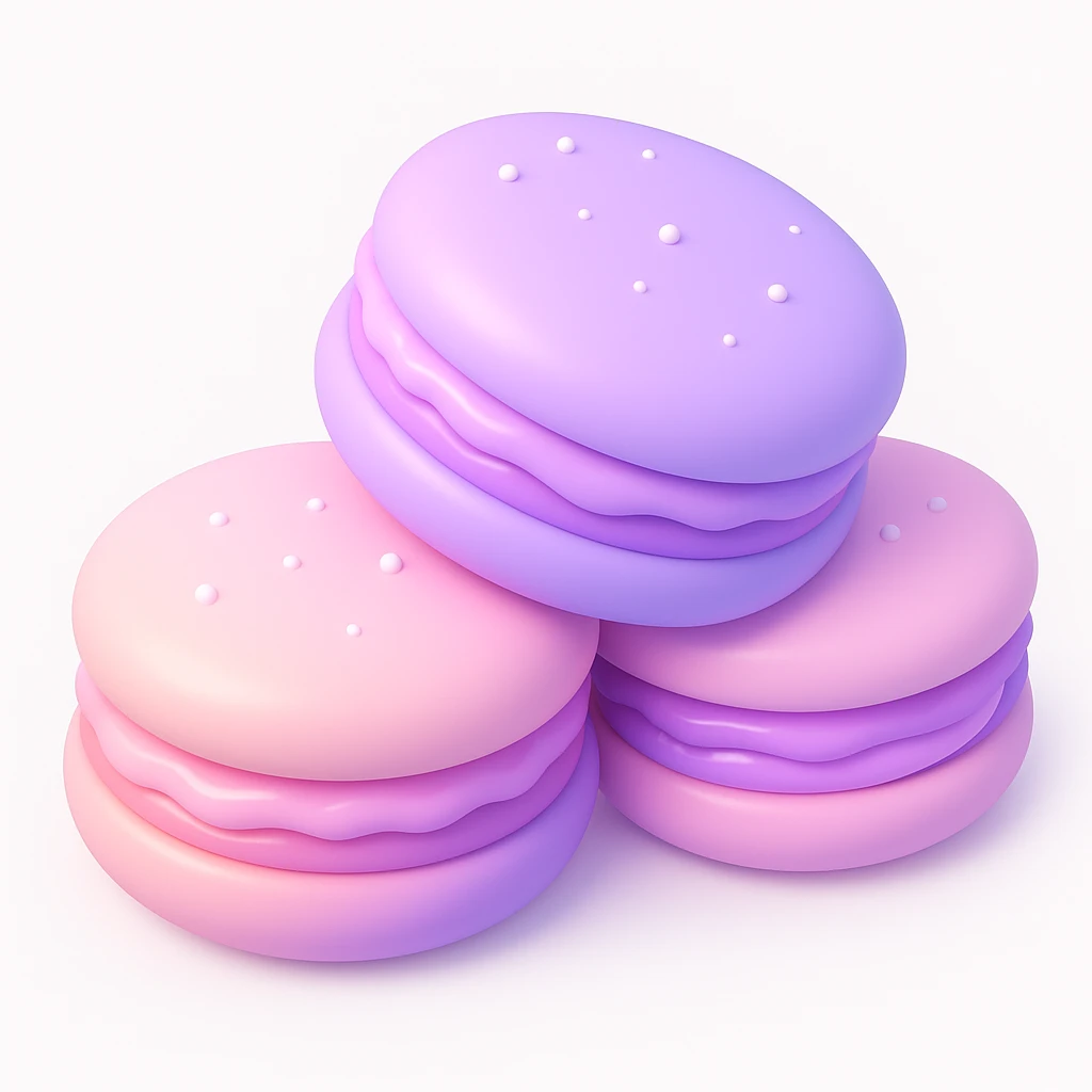 3d ios style macaroons in the same colors as the reference image emoji