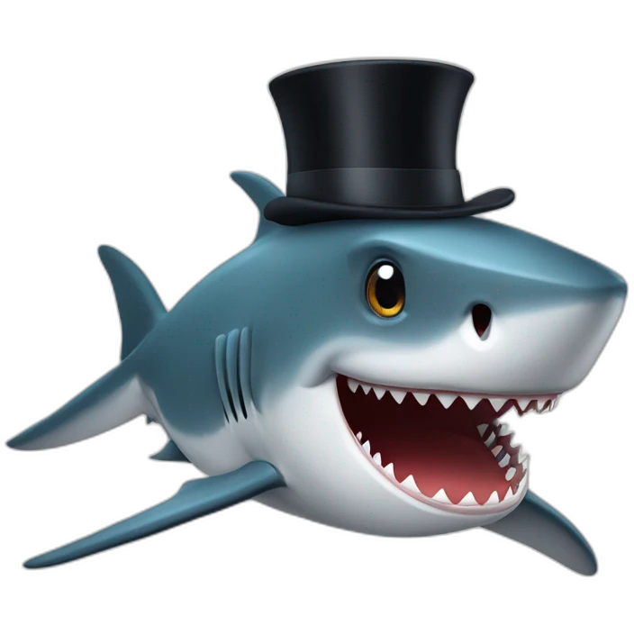Shark with a top hat emoji