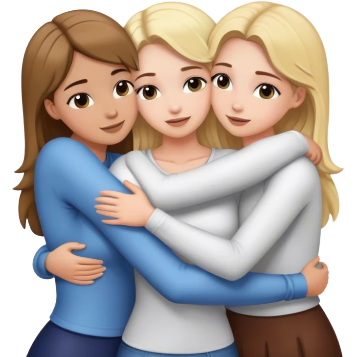 blonde girl and brown haired white girls hugging emoji