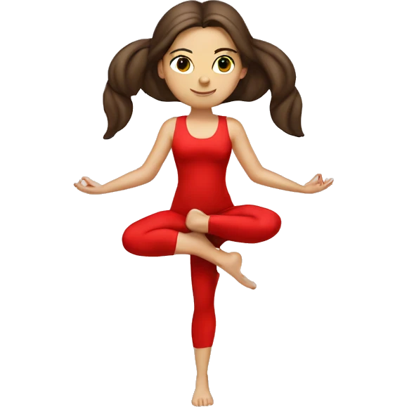 angelic brunette yoga white girl in red yoga outfit emoji