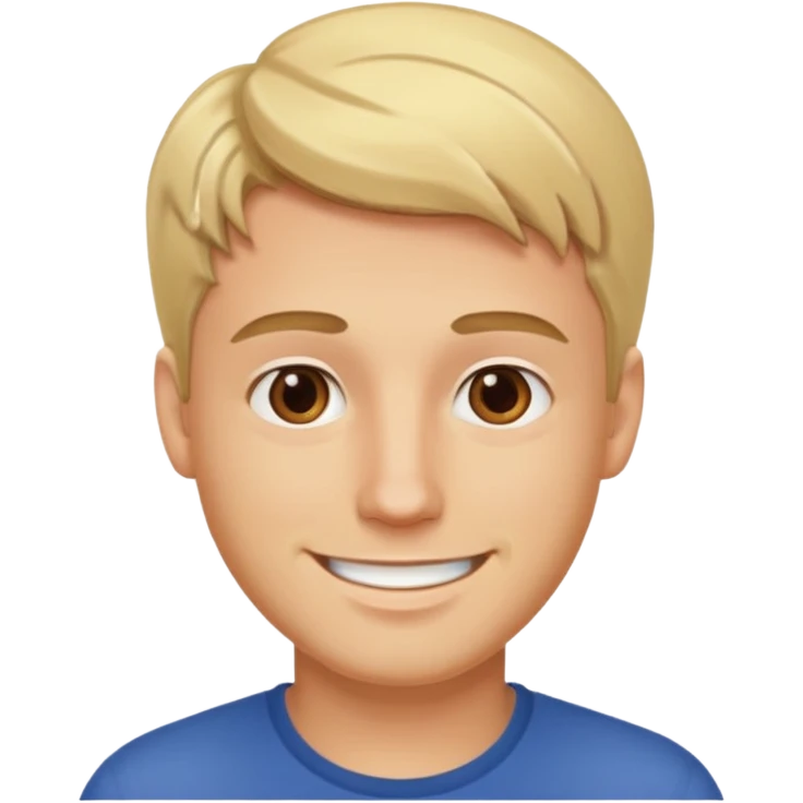 Blonde guy with brown eyes smiling emoji