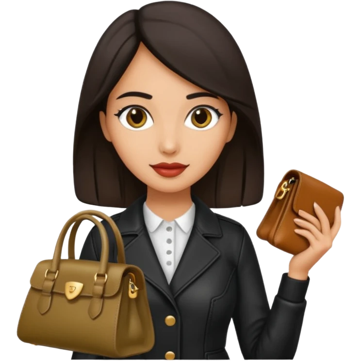 italian female with italian fashion style, holding bag emoji