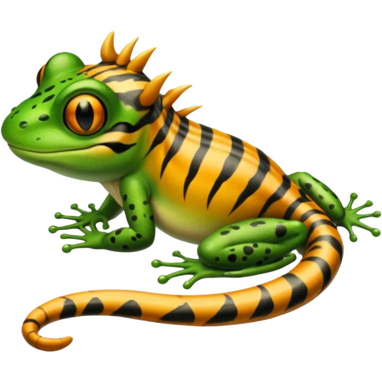 Frog with tiger body and scorpion tail and with mullet(funk)back hair hairstyle emoji