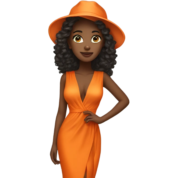 fashion orange dress with deep V emoji