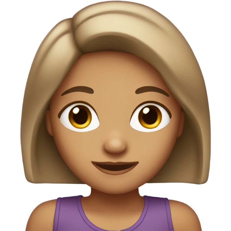 Tan girl with ways medium length hair dark brown eyes  emoji