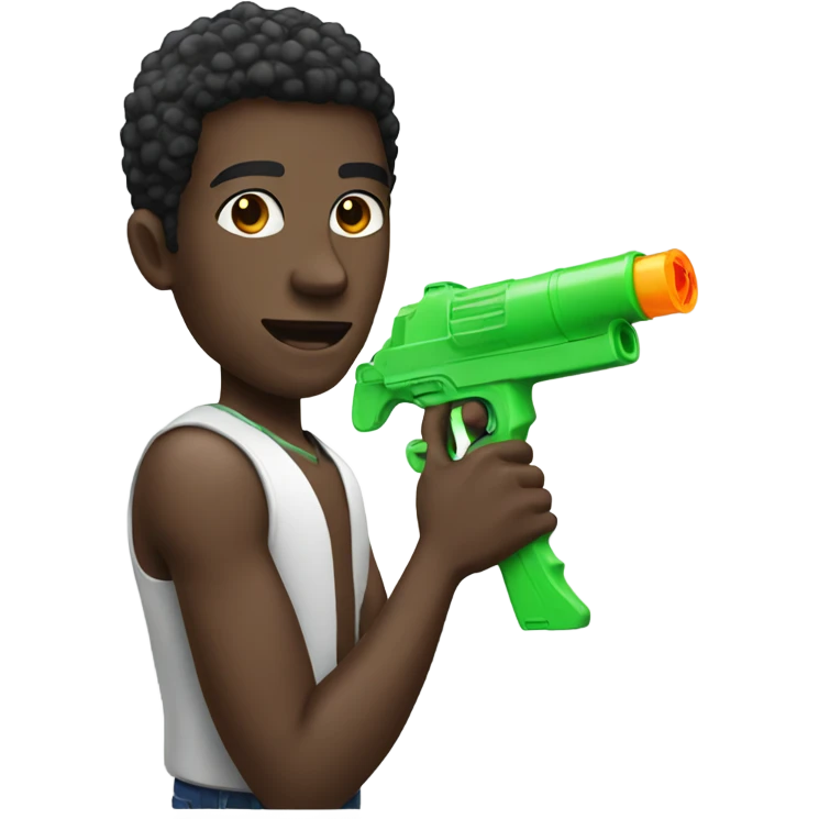 Black guy with a water gun emoji