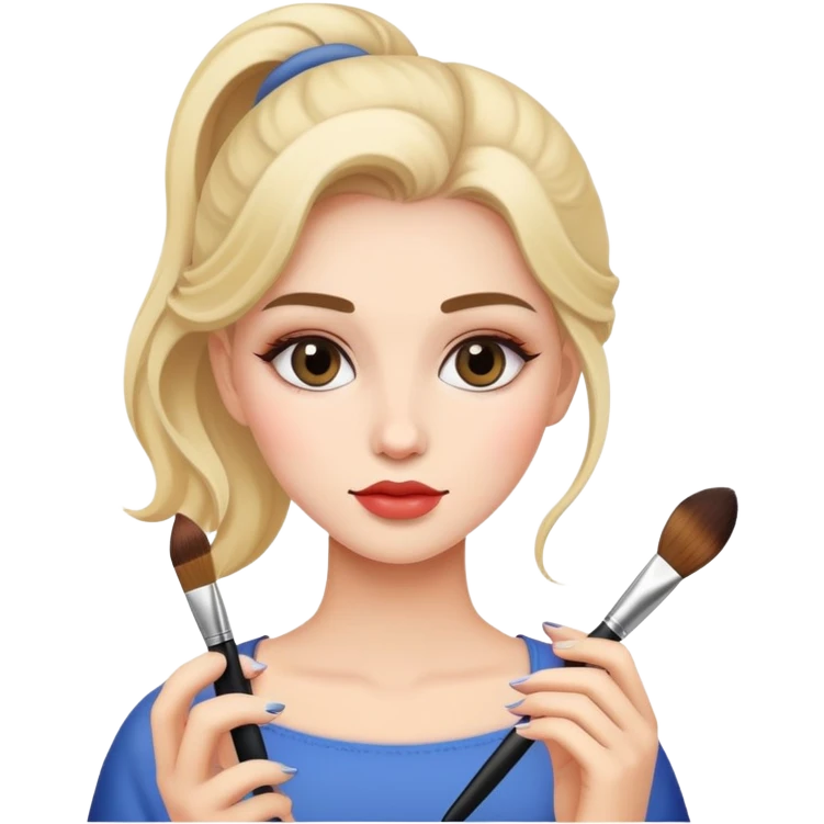 A girl holding makeup brush emoji