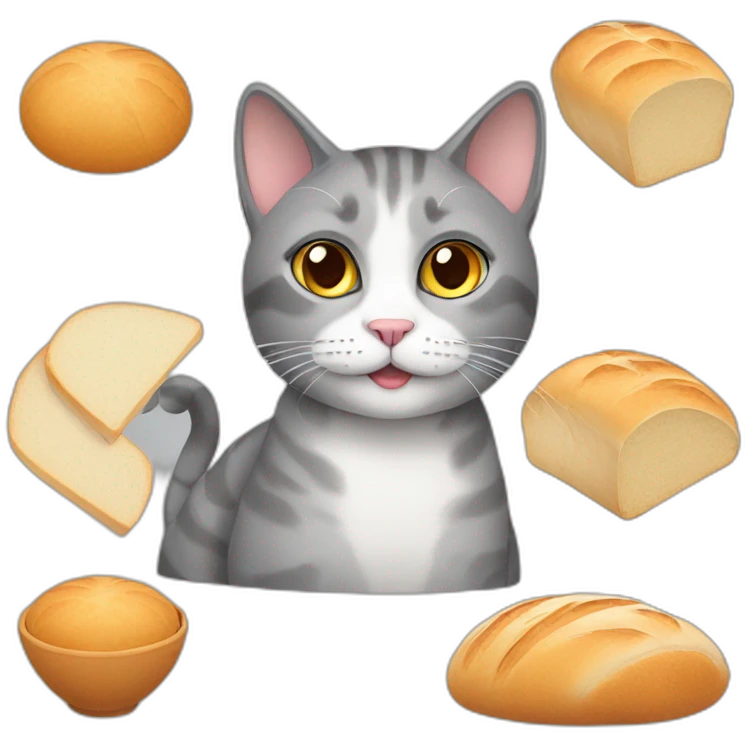 Grey Cat, Brazilian short hair cat, making bread emoji