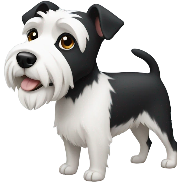 Black and white terrier with one half black face one half white face emoji
