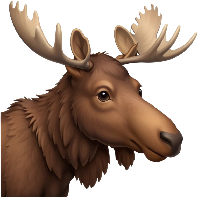 A high-resolution digital illustration of a young moose in a clean, semi-realistic style. The young moose is shown facing sideways head tilted  emoji